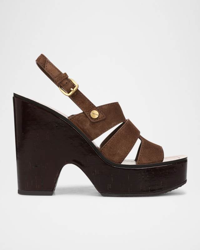Peony Suede Slingback Platform Sandals